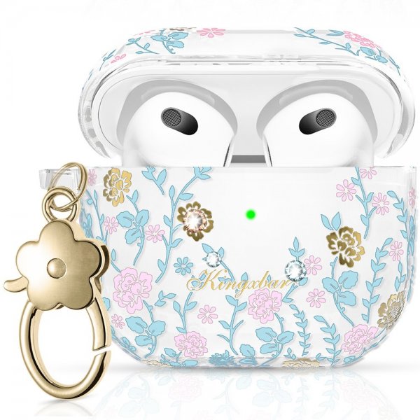 Kingxbar AirPods 3 -suojakuori Flora Series Pinkki Sininen
