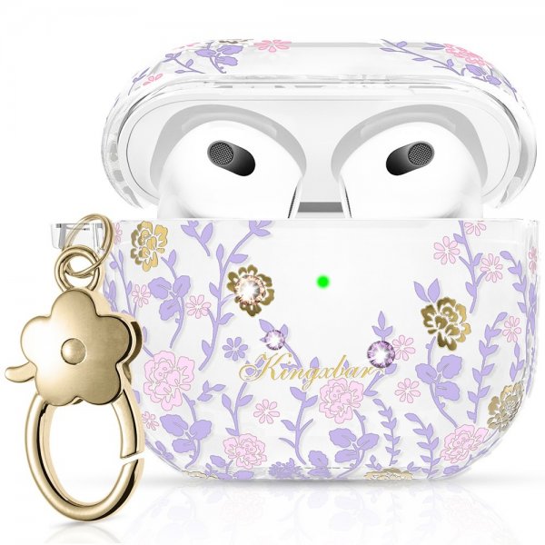 Kingxbar AirPods 3 -kuoret, Flora Series, pinkki/violetti