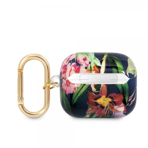 Guess AirPods 3 Kuoret Flower Print & Gold Hook Sininen