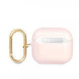 Guess AirPods 3 -kuoret painatuksella ja kultaisella koukulla, vaaleanpunainen