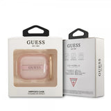 Guess AirPods 3 -kuoret painatuksella ja kultaisella koukulla, vaaleanpunainen