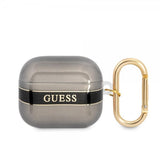 Guess AirPods 3 -kuoret Printed Stripe & Gold Hook, musta