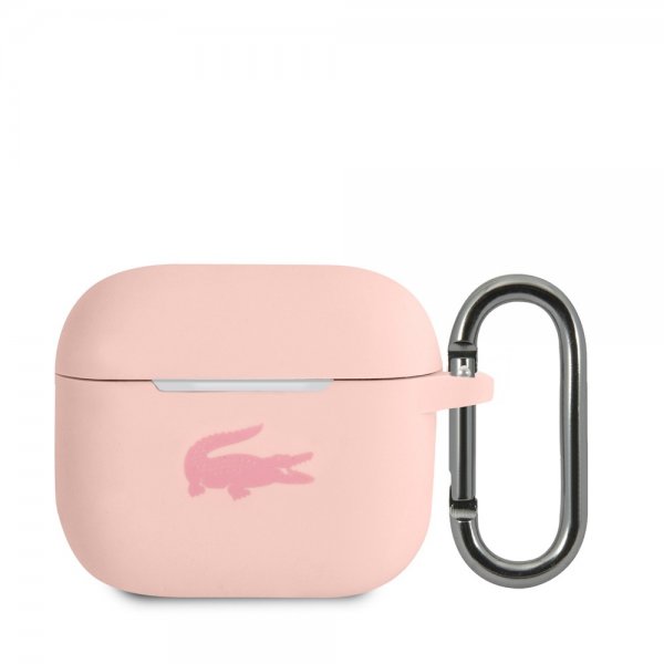 Lacoste AirPods 3 -kuoret, nestemäinen silikoni, kiiltävä logo, pinkki