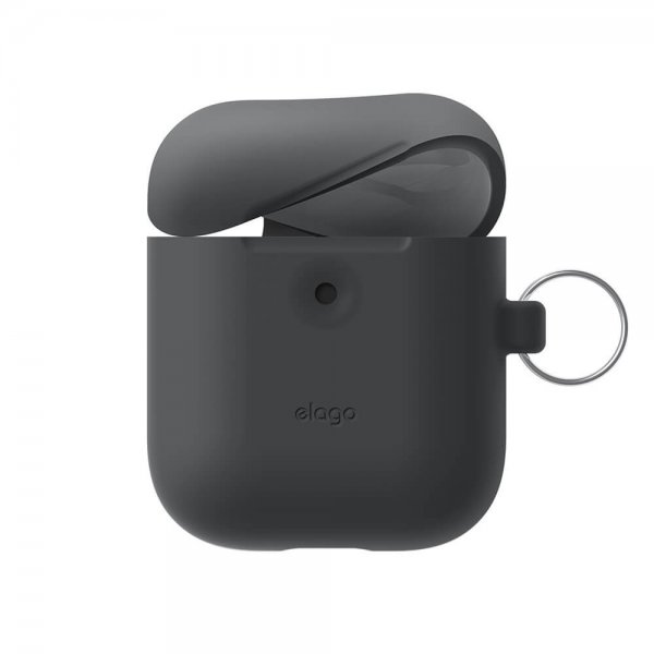 Elago AirPods 3 -silikonisuojakuori ripustimella, tummanharmaa