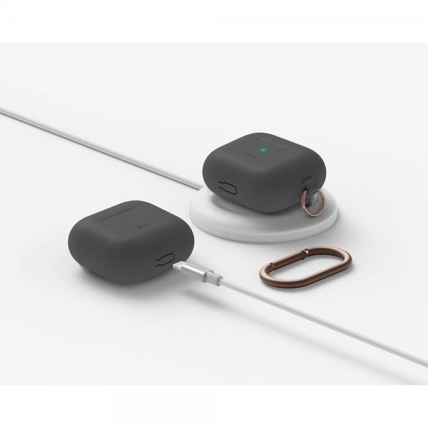 Elago AirPods 3 -silikonisuojakuori ripustimella, tummanharmaa