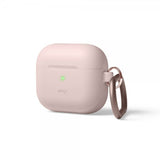 Elago AirPods 3 -silikonisuojakuori, jossa ripustuskoukku, Sand Pink