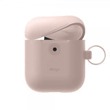 Elago AirPods 3 -silikonisuojakuori, jossa ripustuskoukku, Sand Pink