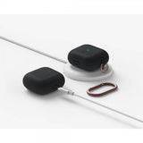 Elago AirPods 3 -silikonisuojakuori ripustusrenkaalla, musta