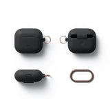 Elago AirPods 3 -silikonisuojakuori ripustusrenkaalla, musta