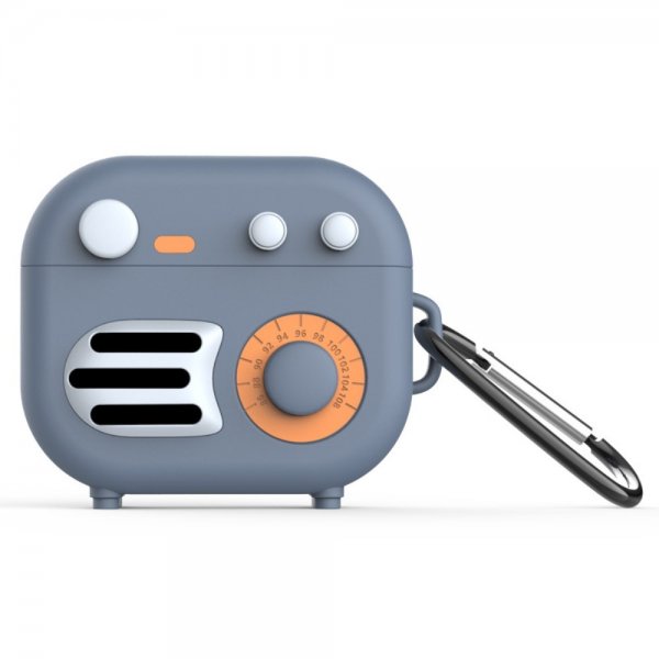 AirPods 3 -kuori, silikonia, 3D Retro Radio, harmaa
