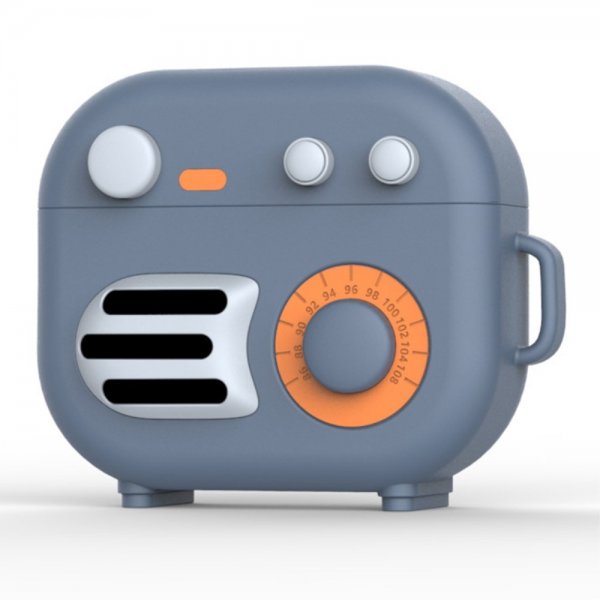 AirPods 3 -kuori, silikonia, 3D Retro Radio, harmaa