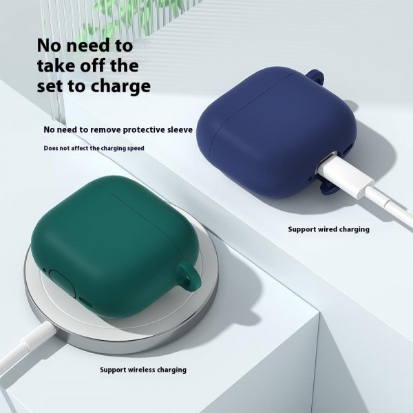AirPods 4 Silikonisuojakuori Karabiinihaalla Vaaleansininen