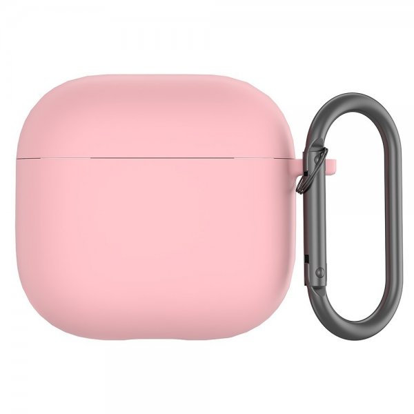 AirPods 4 -silikonikuoret karabiinihakalla, vaaleanpunainen