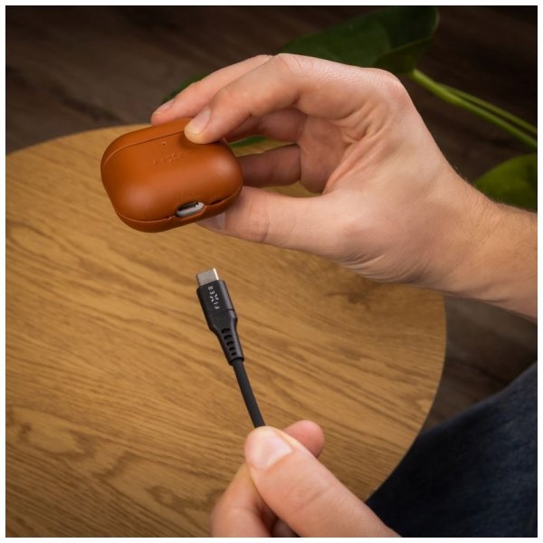 Kiinteät AirPods 4 Kuoret PodsLeather Ruskea