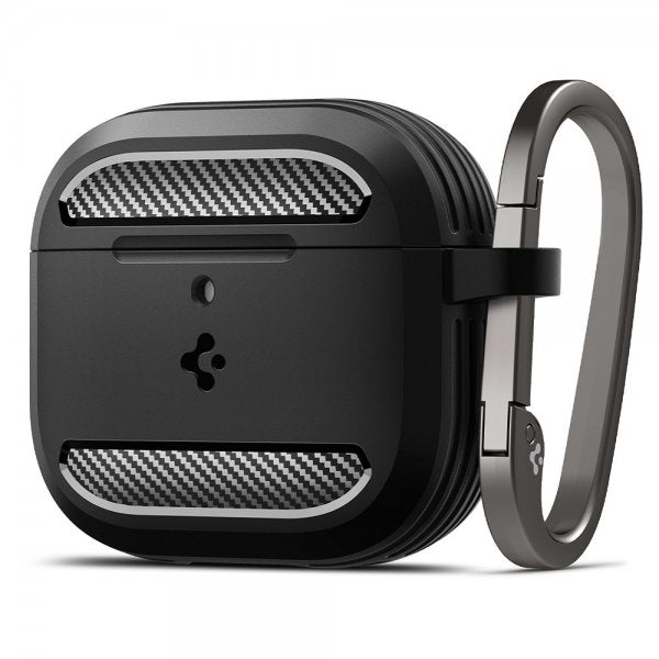 Spigen AirPods 4 Rugged Armor -kuoret, mattamusta