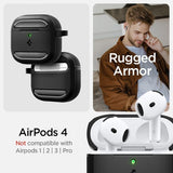 Spigen AirPods 4 Rugged Armor -kuoret, mattamusta