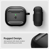Spigen AirPods 4 Rugged Armor -kuoret, mattamusta