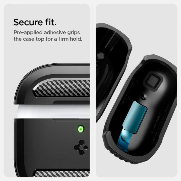Spigen AirPods 4 Rugged Armor -kuoret, mattamusta