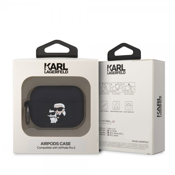 Karl Lagerfeld AirPods Pro 2 Kuori 3D Logo Musta