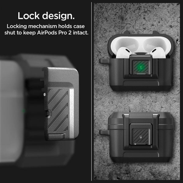 Spigen AirPods Pro 2 -kuori Lock Fit Matte Black