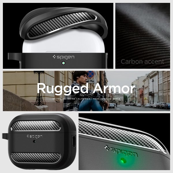 Spigen AirPods Pro 2 -kuoret Rugged Armor Matte Black
