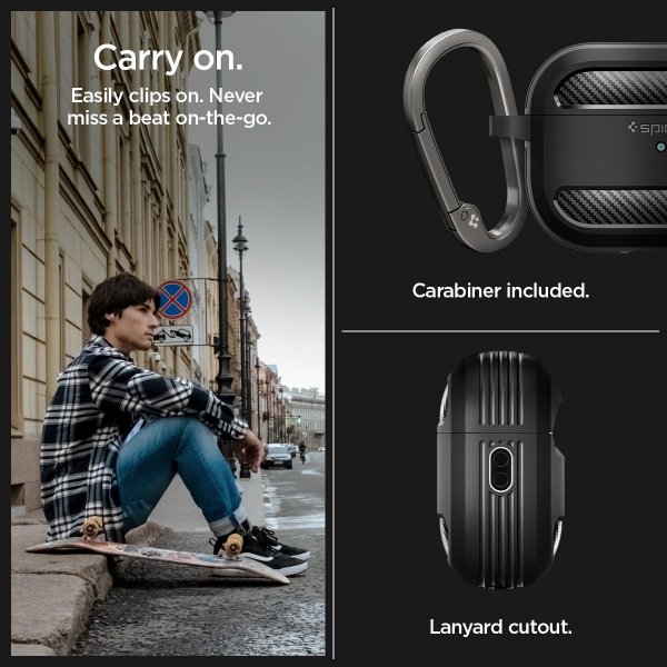 Spigen AirPods Pro 2 -kuoret Rugged Armor Matte Black