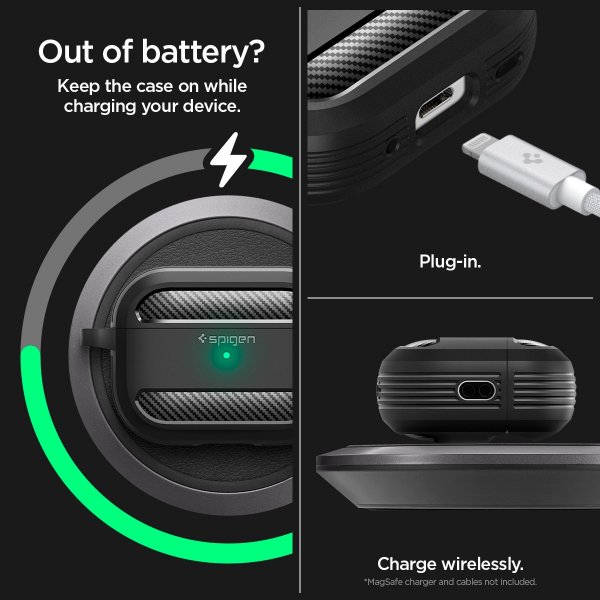 Spigen AirPods Pro 2 -kuoret Rugged Armor Matte Black