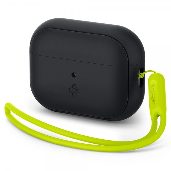 Spigen AirPods Pro 2 -kuoret, Silicone Fit + Strap, musta