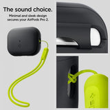 Spigen AirPods Pro 2 -kuoret, Silicone Fit + Strap, musta