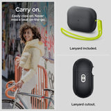 Spigen AirPods Pro 2 -kuoret, Silicone Fit + Strap, musta