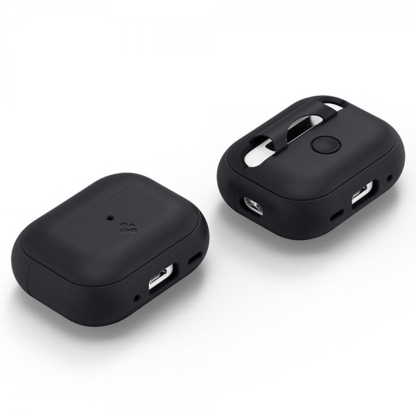 Spigen AirPods Pro 2 -kuoret, Silicone Fit + Strap, musta