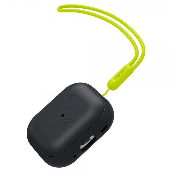Spigen AirPods Pro 2 -kuoret, Silicone Fit + Strap, musta
