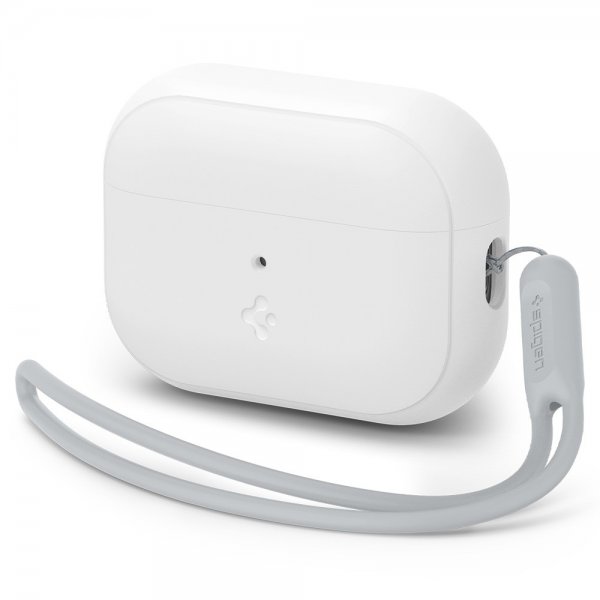 Spigen AirPods Pro 2 -kuoret, Silicone Fit + Strap, valkoinen