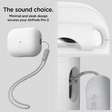 Spigen AirPods Pro 2 -kuoret, Silicone Fit + Strap, valkoinen