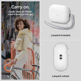 Spigen AirPods Pro 2 -kuoret, Silicone Fit + Strap, valkoinen