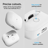 Spigen AirPods Pro 2 -kuoret, Silicone Fit + Strap, valkoinen