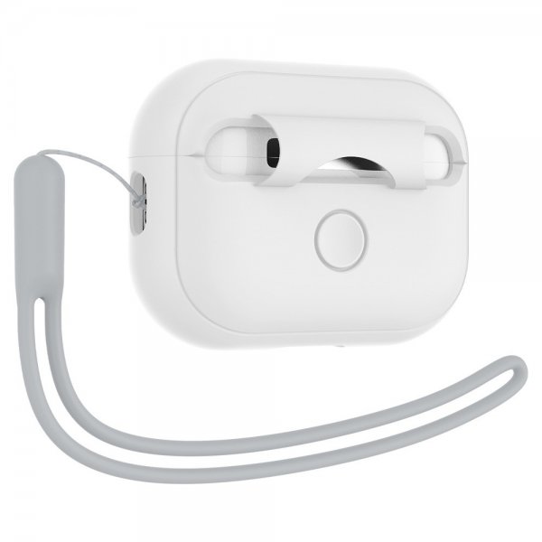 Spigen AirPods Pro 2 -kuoret, Silicone Fit + Strap, valkoinen