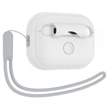 Spigen AirPods Pro 2 -kuoret, Silicone Fit + Strap, valkoinen
