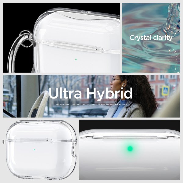 Spigen AirPods Pro 2 -kuori Ultra Hybrid Crystal Clear