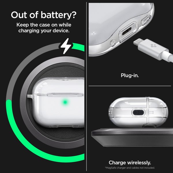 Spigen AirPods Pro 2 -kuori Ultra Hybrid Crystal Clear
