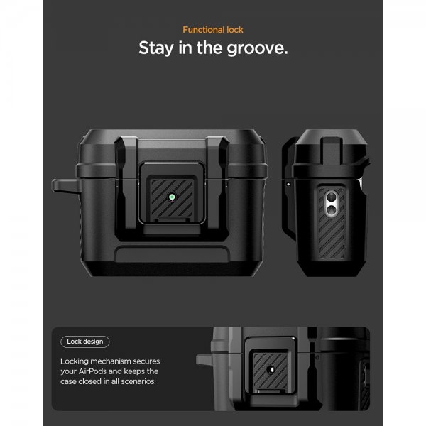 Spigen AirPods Pro 3 -kuoret Lock Fit Mattamusta