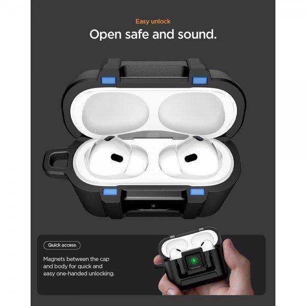 Spigen AirPods Pro 3 -kuoret Lock Fit Mattamusta