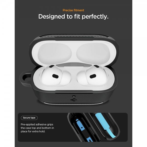 Spigen AirPods Pro 3 Rugged Armor -kuori, mattamusta