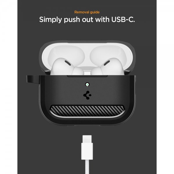 Spigen AirPods Pro 3 Rugged Armor -kuori, mattamusta