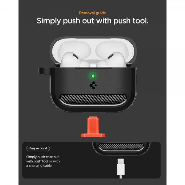 Spigen AirPods Pro 3 Rugged Armor -kuori, mattamusta