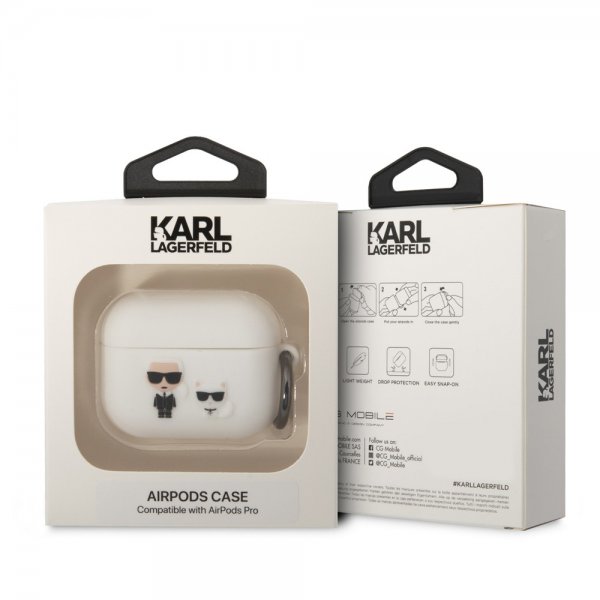 Karl Lagerfeld AirPods Pro -kuoret 3D Logo Valkoinen