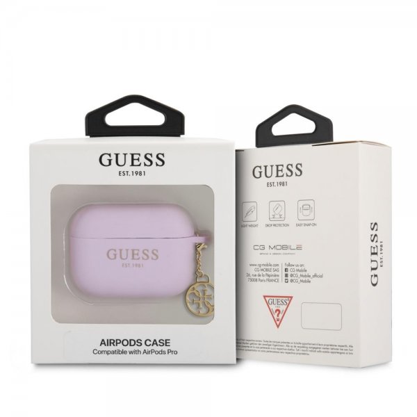 Guess AirPods Pro -kuoret, Classic Logo 4G Charm, violetti