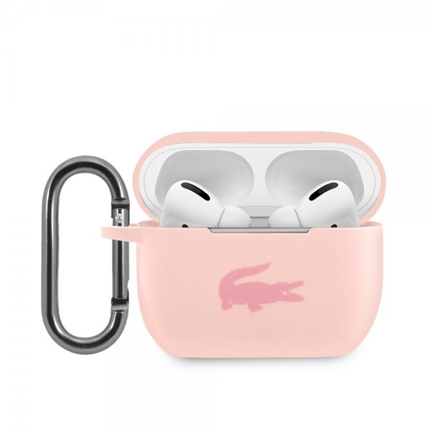 Lacoste AirPods Pro -kuoret nestemäistä silikonia, kiiltävä logo, vaaleanpunainen
