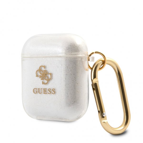 Guess AirPods (1/2) Suojakuori Glitter Case Läpinäkyvä