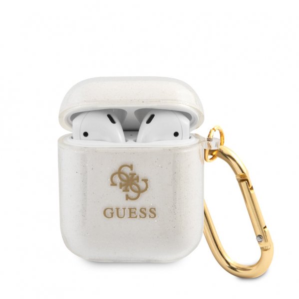 Guess AirPods (1/2) Suojakuori Glitter Case Läpinäkyvä